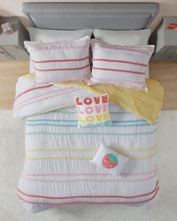 Haisley Cotton Comforter Set with Chenille Trim Pink Full Queen by  York Wallcovering 