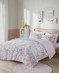 Iris Blush Woodland Animals Reversible Cotton Quilt Set Twin by   