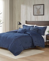 Perry Blue Oversized Denim Comforter Set King by   