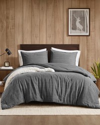 Hudson Grey Twill Washed Comforter Set King by   