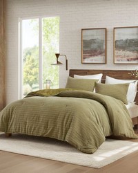 Lyon Green Waffle Washed Comforter Set King by   