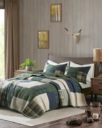 Mill Creek Oversized Cotton Quilt Set Green Full Queen by   