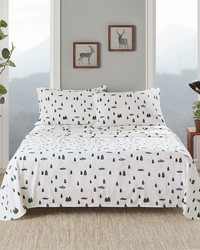 Cotton Flannel Green Trees & Trucks Twin by   