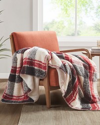 Bloomington Red Faux Mohair to Sherpa Throw by   