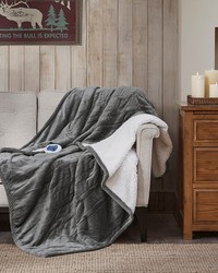 Heated Plush to Berber Grey Throw Heated Plush to Berber Grey Throw by