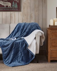 Heated Plush to Berber Sapphire Blue Throw Heated Plush to Berber Sapphire Blue Throw by