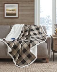 Linden Oversized Mink to Berber Heated Throw Tan Linden Oversized Mink to Berber Heated Throw Tan by