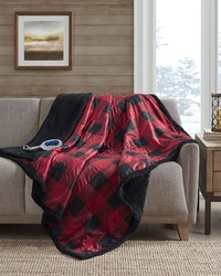 Linden Oversized Mink to Berber Heated Throw Red Linden Oversized Mink to Berber Heated Throw Red by