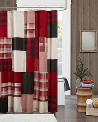 Sunset Red 100% Cotton Shower Curtain by   