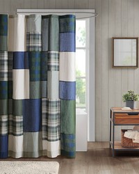 Mill Creek Green Pieced Cotton Shower Curtain by   