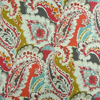 Hamilton Fabric Aretha Red in NoImage Red  Blend Printed Linen  Modern Paisley  Fabric