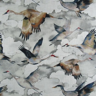 Hamilton Fabric Flyway Natural Beige  Blend Birds and Feather   Fabric