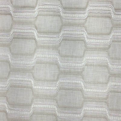 Hamilton Fabric Graffon Oyster Beige Polyester  Blend Geometric  Crewel and Embroidered   Fabric