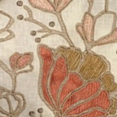 Hamilton Fabric Heathgate Coral in NoImage Orange Polyester  Blend Crewel and Embroidered  Modern Floral  Fabric