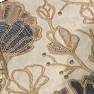 Hamilton Fabric Heathgate Slate in NoImage Blue Polyester  Blend Crewel and Embroidered  Modern Floral  Fabric
