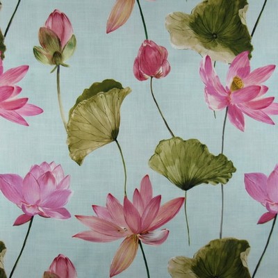 Hamilton Fabric Lotus Mist Blue Modern Floral Large Print Floral  Oriental   Fabric