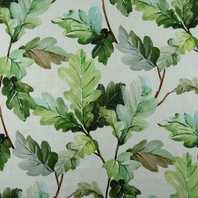 Hamilton Fabric Newton Ivory Green  Blend Leaves and Trees   Fabric
