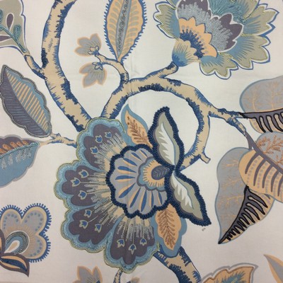 Hamilton Fabric Patricia Slate Grey  Blend Jacobean Floral  Large Print Floral   Fabric