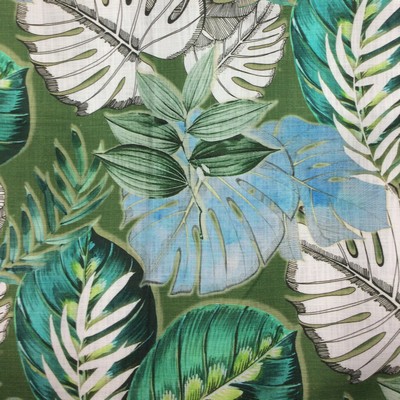 Hamilton Fabric St Lucia Dill in aug 2022 Green Multipurpose Cotton Fire Rated Fabric Tropical  Leaves and Trees  Classic Tropical   Fabric