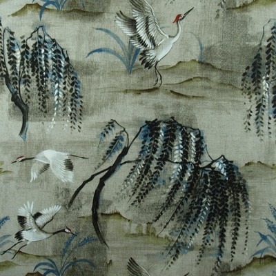 Hamilton Fabric Tancho Parchment in NoImage Beige Birds and Feather  Oriental   Fabric