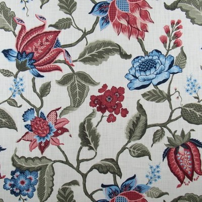 Hamilton Fabric Wadsworth Jewel Multi Cotton Fire Rated Fabric Jacobean Floral  Large Print Floral   Fabric