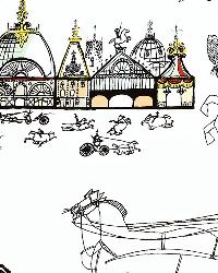 HORSES MULTI ON WHITE by  Schumacher Wallpaper 