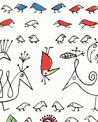 AVIARY MULTI ON WHITE by  Schumacher Wallpaper 