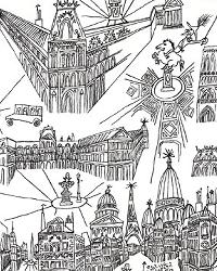 VIEWS OF PARIS BLACK & WHITE by  Schumacher Wallpaper 