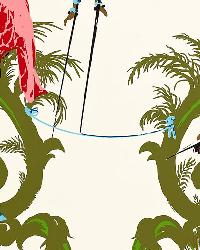 SINGERIES MULTI ON WHITE by  Schumacher Wallpaper 