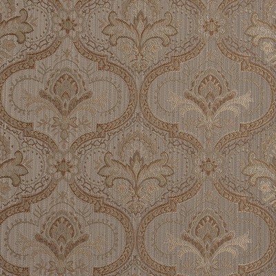 Mitchell Fabrics Giverny Taupe in 1815 Brown Polyester Fire Rated Fabric Damask Medallion  NFPA 701 Flame Retardant   Fabric