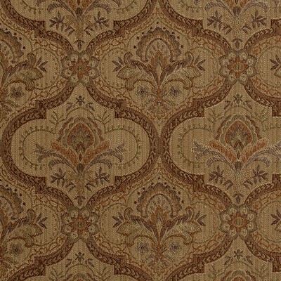 Mitchell Fabrics Giverny Antique in 1815 Gold Polyester Fire Rated Fabric Damask Medallion  NFPA 701 Flame Retardant   Fabric