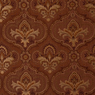 Mitchell Fabrics Giverny Brick in 1815 Red Polyester Fire Rated Fabric Damask Medallion  NFPA 701 Flame Retardant   Fabric