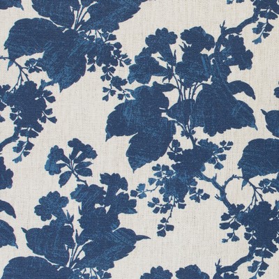 Mitchell Fabrics Bayland Indigo in 2104 Blue Multipurpose Polyester8%  Blend Fire Rated Fabric High Wear Commercial Upholstery CA 117  NFPA 260  Leaves and Trees  Modern Floral  Fabric