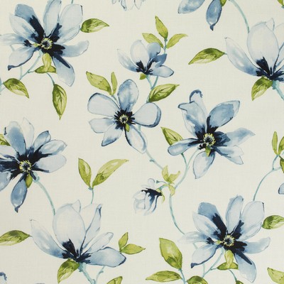 Mitchell Fabrics Briarwood Indigo in 2104 Blue Multipurpose Cotton Fire Rated Fabric Heavy Duty CA 117  Medium Print Floral   Fabric