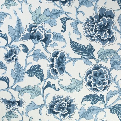 Mitchell Fabrics Lakeland Indigo in 2104 Blue Multipurpose Cotton  Blend Fire Rated Fabric Medium Duty CA 117  Jacobean Floral  Floral Toile   Fabric