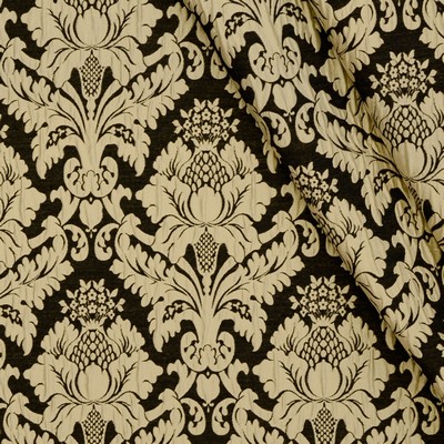 Mitchell Fabrics Fearless Black in 1408 Black Polyester Fire Rated Fabric Classic Damask  NFPA 701 Flame Retardant   Fabric