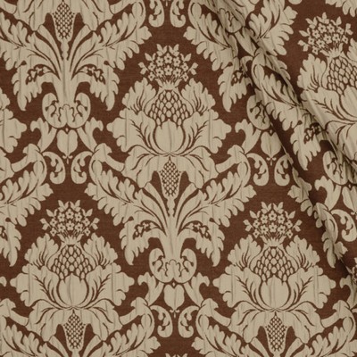 Mitchell Fabrics Fearless Chocolate in 1408 Brown Polyester Fire Rated Fabric Classic Damask  NFPA 701 Flame Retardant   Fabric