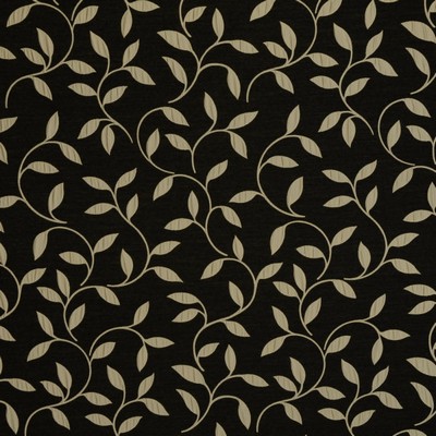Mitchell Fabrics Spirit Black in 1408 Black Polyester Fire Rated Fabric NFPA 701 Flame Retardant  Leaves and Trees   Fabric