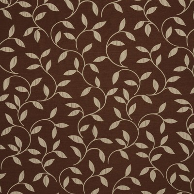 Mitchell Fabrics Spirit Chocolate in 1408 Brown Polyester Fire Rated Fabric NFPA 701 Flame Retardant  Leaves and Trees   Fabric