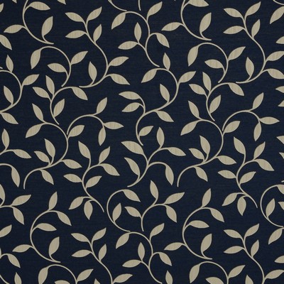 Mitchell Fabrics Spirit Marine in 1408 Blue Polyester Fire Rated Fabric NFPA 701 Flame Retardant  Leaves and Trees   Fabric