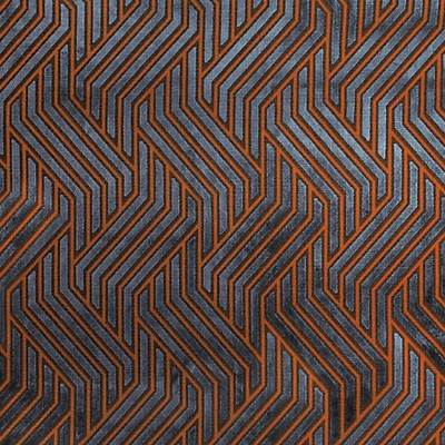 Scalamandre Modernist Jacquard Velvet Terracotta Blue INVICTA A9 0003MODE Red Upholstery VISCOSE  Blend Geometric  Patterned Velvet  Contemporary Velvet  Fabric