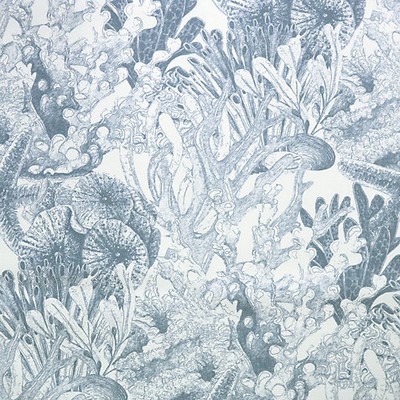 Scalamandre Toile Sealife  Outdoor Fr Riverside Blue AUTHENTICITY A9 0004TSEA Blue Upholstery ACRYLIC  Blend Fun Print Outdoor Floral Toile  Fabric
