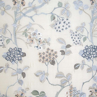 Old World Weavers Ortensia Mist AZ 00011008 Blue SILK SILK Floral Silk  Fabric