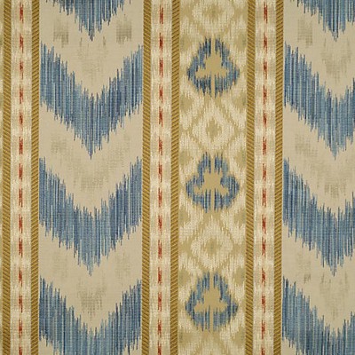 Scalamandre Ungherese Rigato Multi Blues  Creams COLONY FABRIC CL 000226416 Blue Upholstery COTTON  Blend