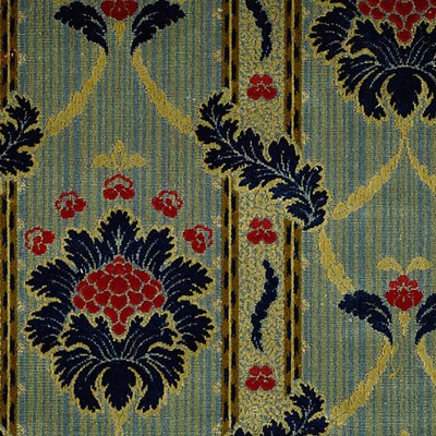 Scalamandre Villa Farnese Blues COLONY FABRIC CL 000326404 Blue Upholstery LINEN  Blend Patterned Velvet  Fabric