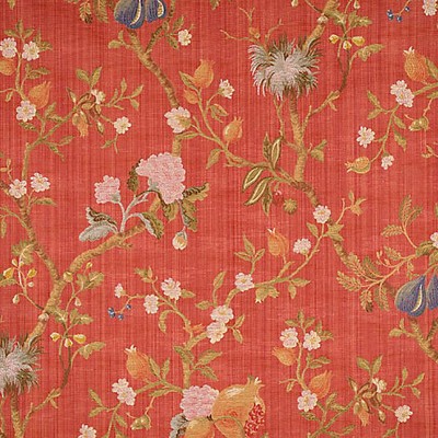 Scalamandre Melograno Multi On Cinnabar COLONY FABRIC CL 000326464 Red Multipurpose COTTON  Blend