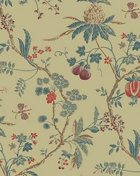 La Perouse Wallpaper Verde Mandorla by  Scalamandre Wallcoverings 