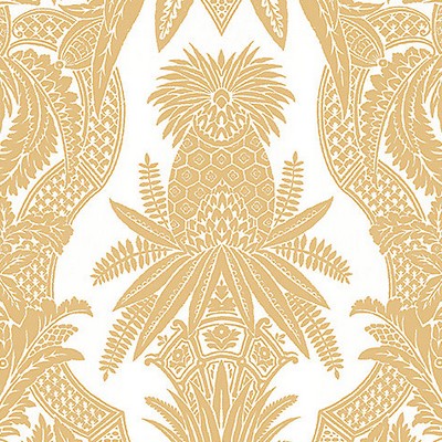 Scalamandre Wallcoverings East India Bianco   Oro CL 0004WP16482  Damask Wallpaper Ethnic and Global 