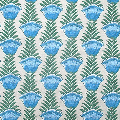 Scalamandre Papaveri Azzurro COLONY FABRIC 2021 CL 000836448 Blue Upholstery VISCOSE  Blend Modern Floral Fabric