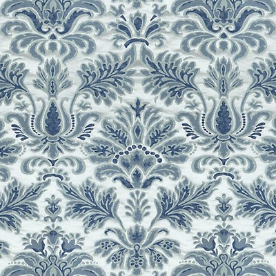 Scalamandre Villa Torlonia Oceano COLONY FABRIC 2023 CL 000936461 Blue Multipurpose SPUN  Blend Classic Damask  Fabric